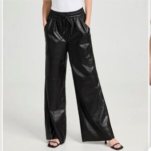 Good American Faux Leather wide leg pants